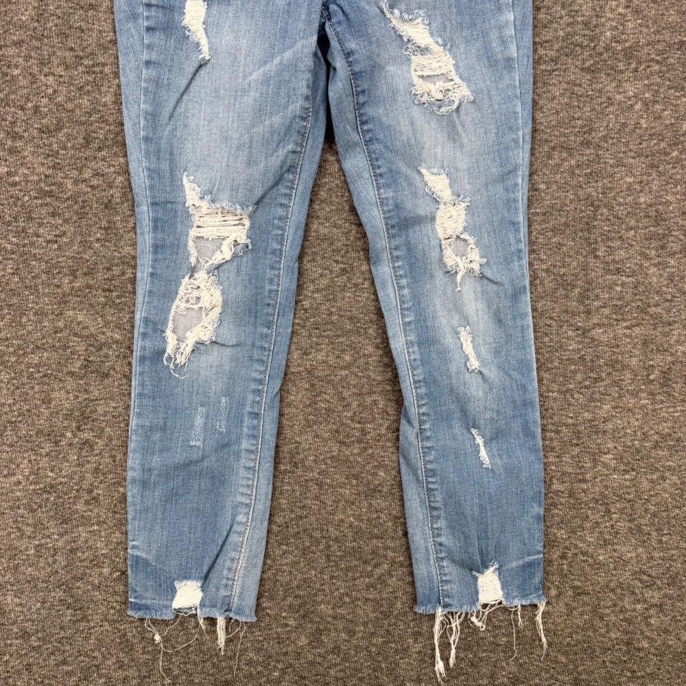 Sol High Rise Crop Distressed Skinny Jeans Light Wash Raw Hem Womens Size 0 24W - Picture 3 of 8